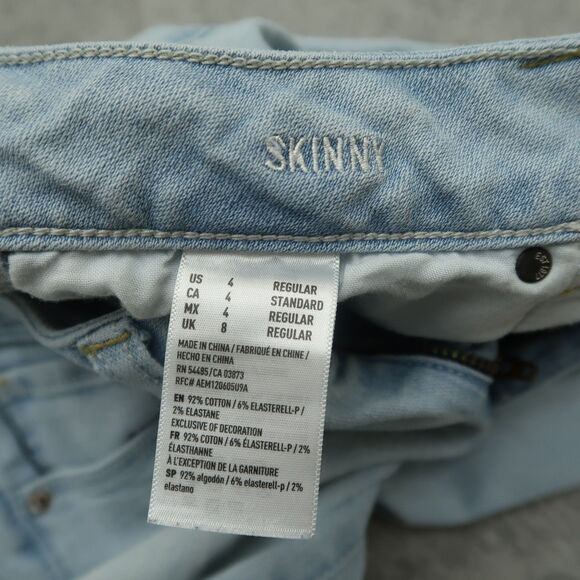 American Eagle Jeans Women's Size 4 Blue Low-Rise Skinny 29" Inseam Distressed - Picture 9 of 16